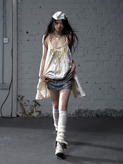 Ribbon Lazy Irregular Loose Halter Top【s0000012787】