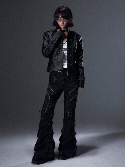 Punk Distressed Stand Collar Jacket【s0000018007】