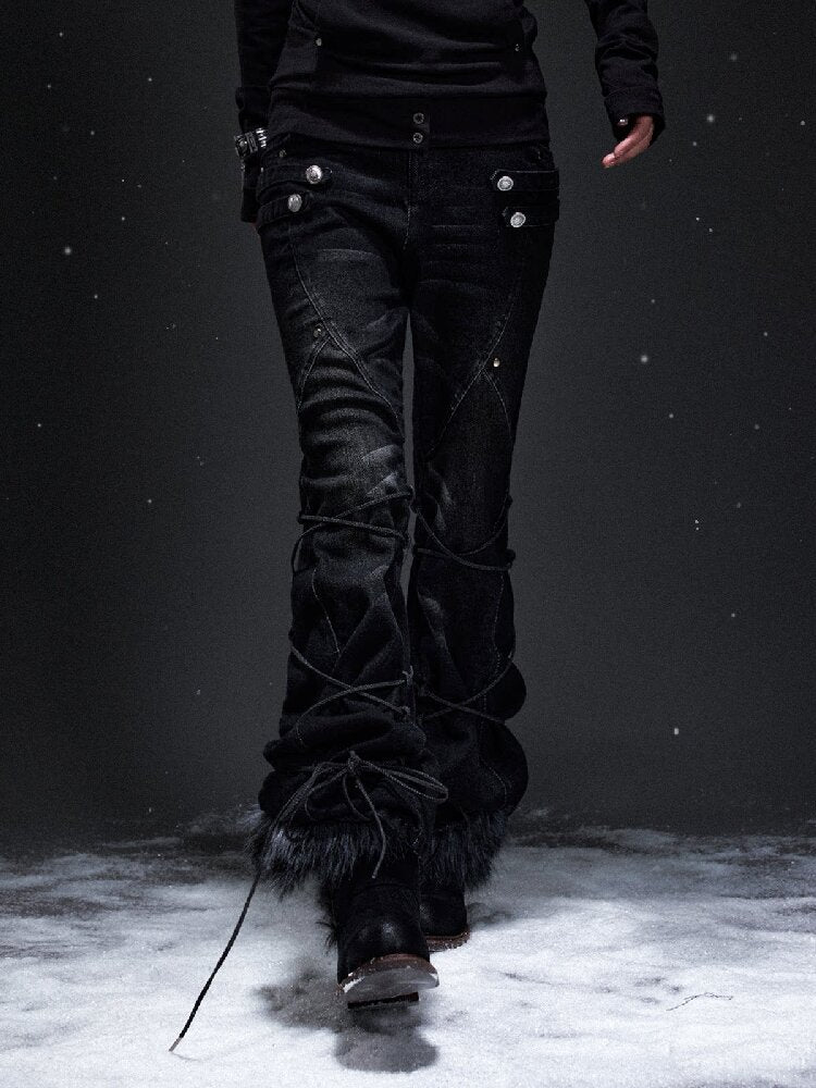 Punk Washed Distressed Flared Jeans【s0000019298】