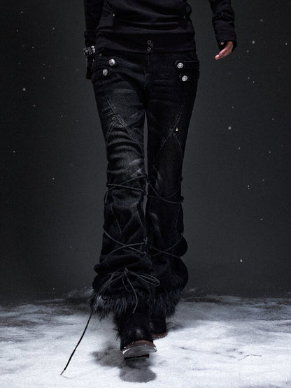 Punk Washed Distressed Flared Jeans【s0000019298】