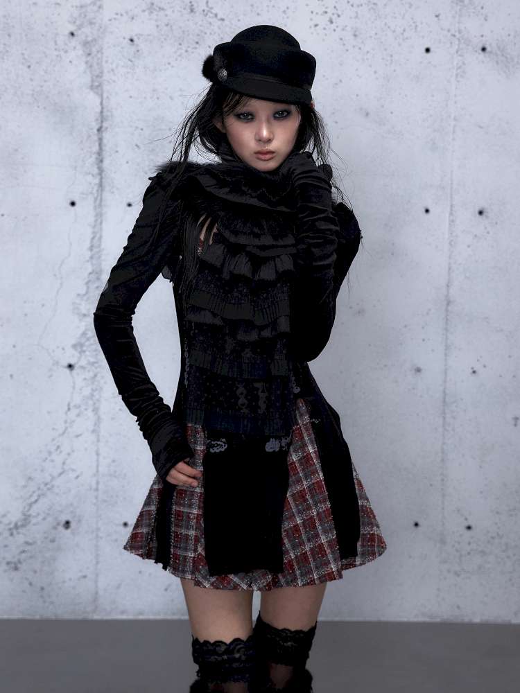 Court Lace Layering Furry Scarf【s0000014932】