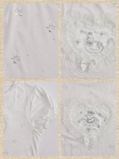 Silver Foil Trim Ballet Bear Shirt【s0000017484】
