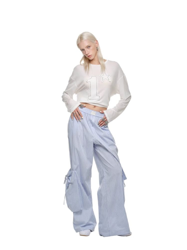 스터드 둥근 목이 긴 소매 티셔츠 [S0000011610]