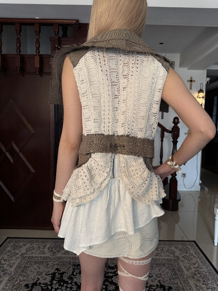 Forest Patchwork Button Knit Vest【s0000017978】