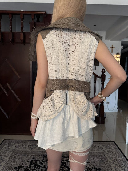 Forest Patchwork Button Knit Vest【s0000017978】