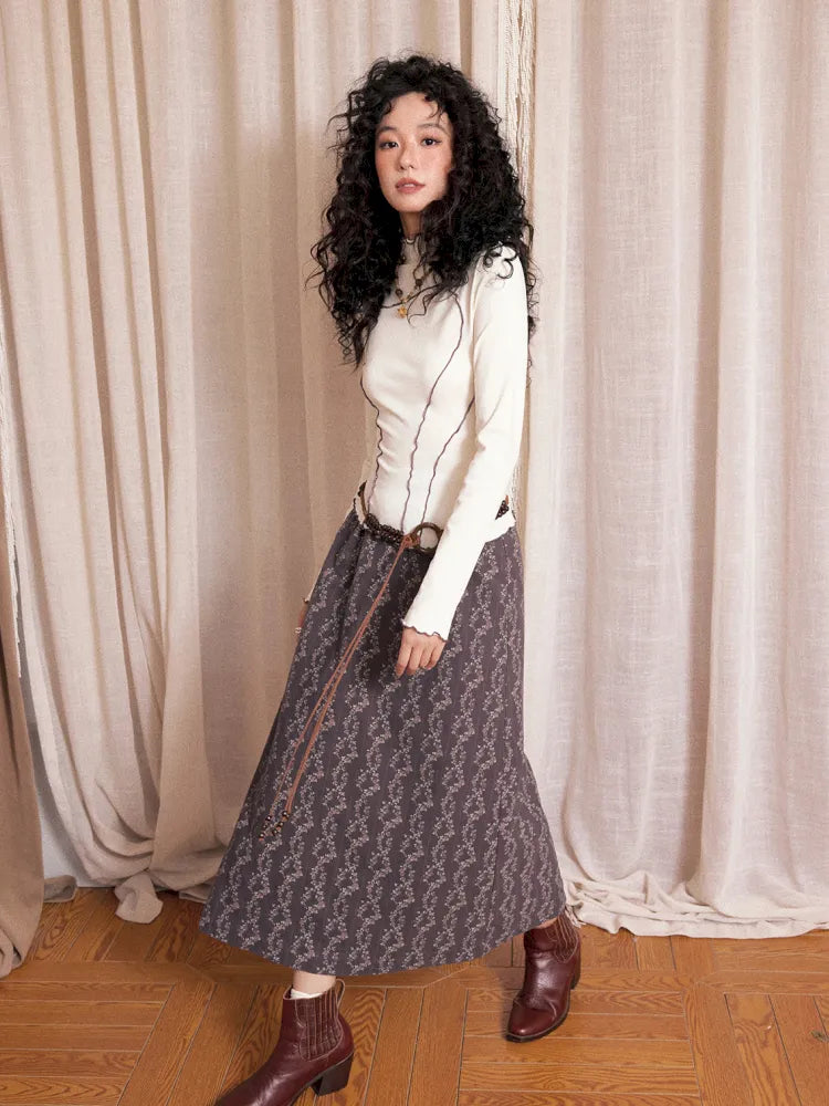Retro-inspired versatile print maxi skirt【s0000013992】