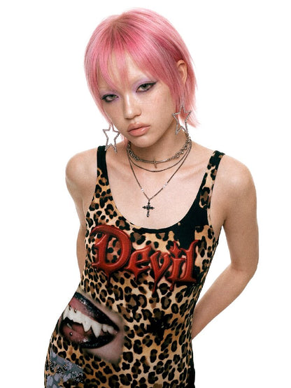 Leopard Print Slimming Tank Dress【s0000017404】
