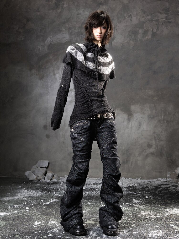 Double Waist Scimitar Denim Pants【s0000015945】