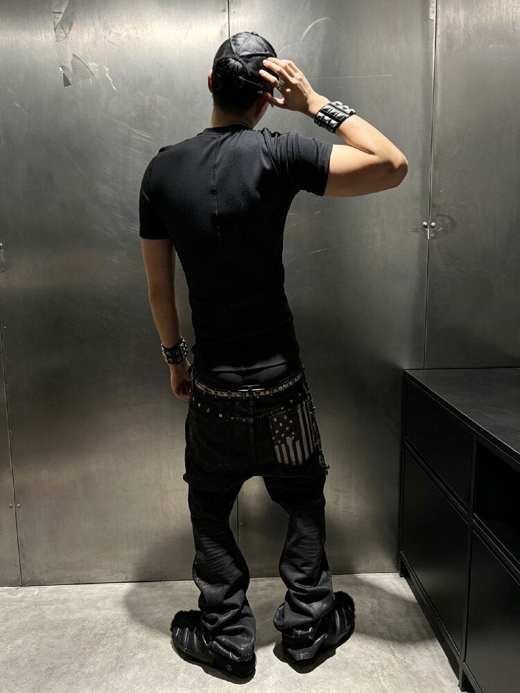 Heavy Waxed Rivet Star Stacked Jeans【s0000018254】
