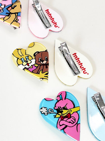 Colorful Rabbit Heart Acrylic Hair Clips【s0000019247】