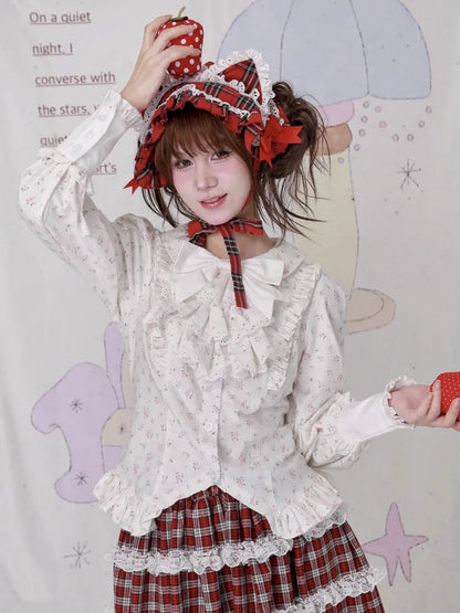 Lolita White Long-Sleeve Floral Blouse【s0000014101】