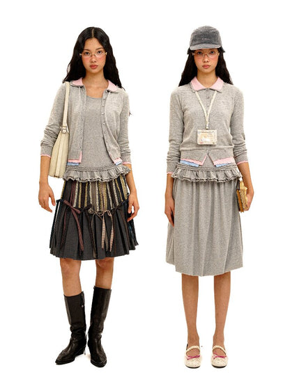 Contrast Fake 3-Piece Knit Cardigan【s0000016101】