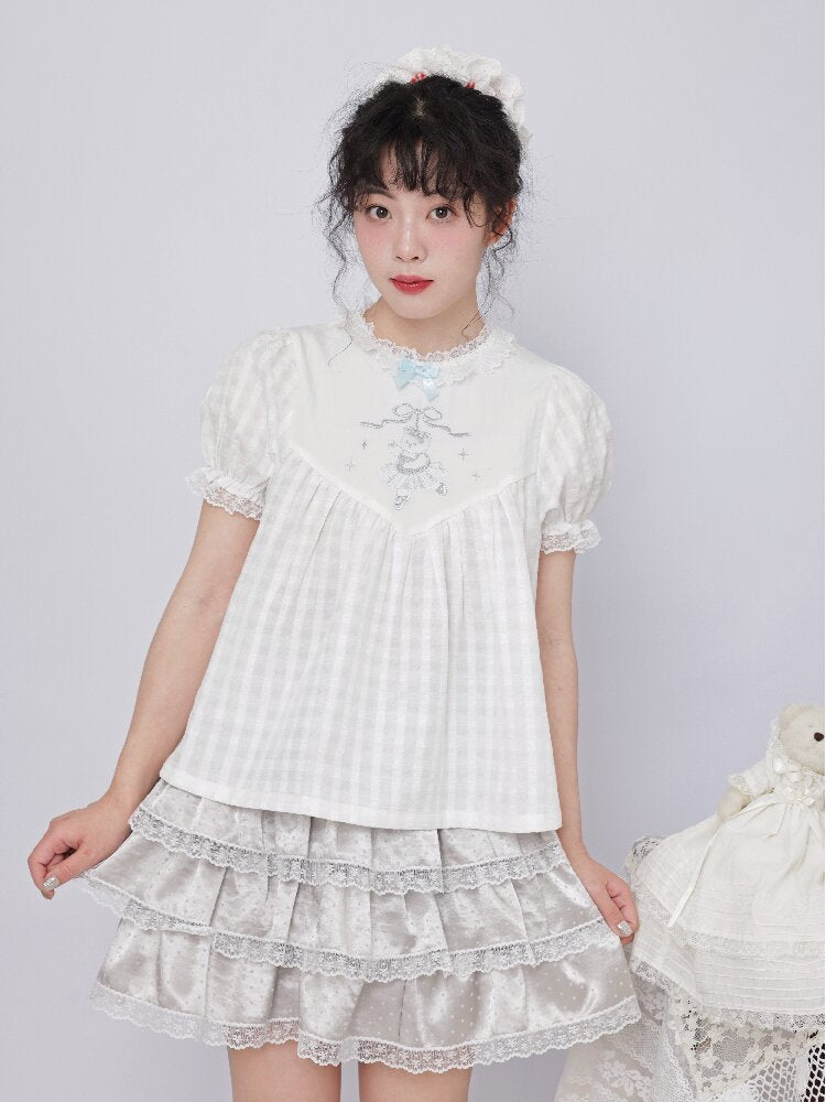 Vintage Plaid Embroidered Shirt【s0000017483】