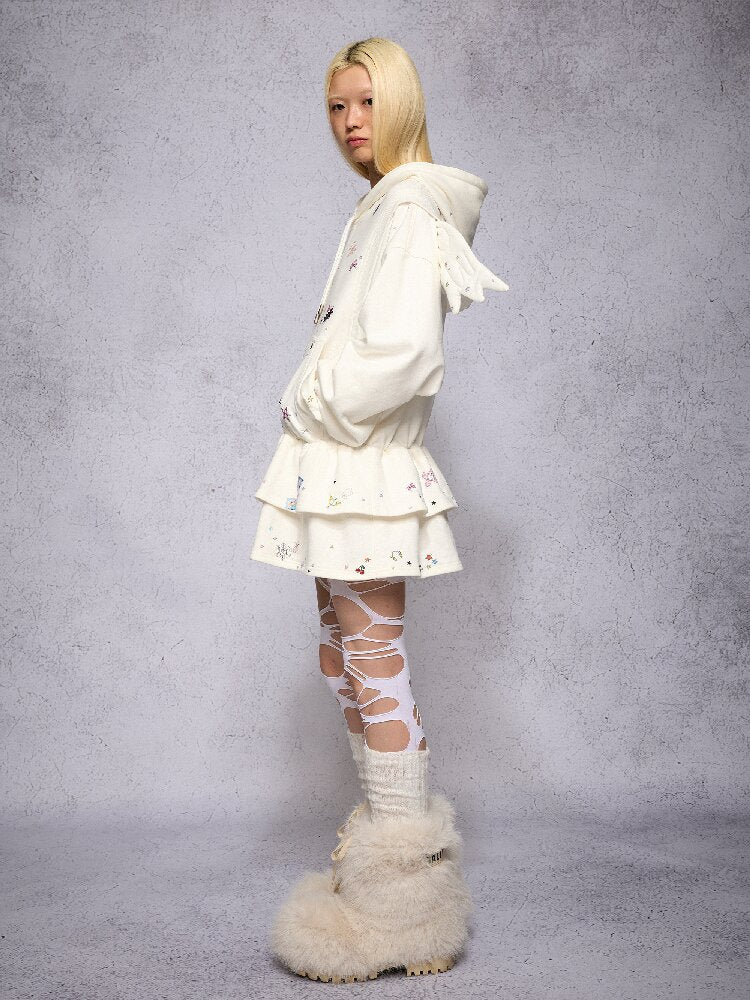 Sticker Angel Wing Sweatshirt Dress【s0000018742】