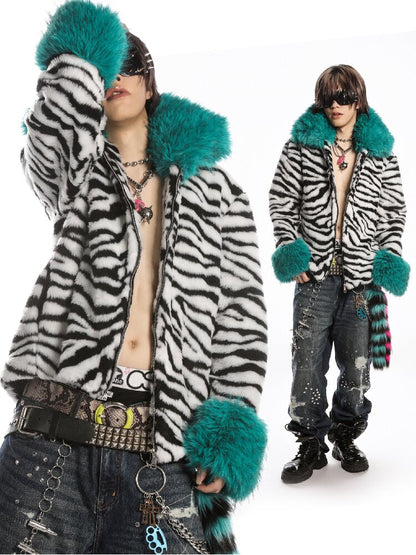 Zebra Print Furtive Faux Coat【s0000019277】