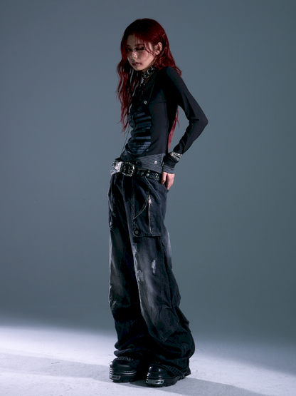 Lace-Up Slim-Fit Long-Sleeve Knit Base【s0000013911】