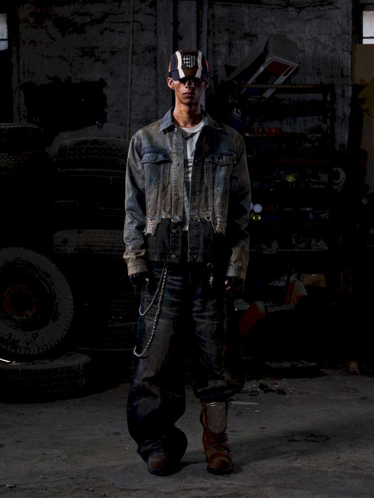 Destroyed Panelled Denim Jacket【s0000015180】