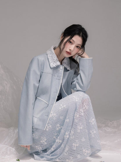 Detachable Lace Waist Leather Jacket【s0000015745】