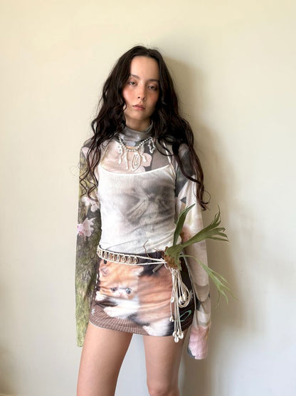 See-through mesh long sleeve sunscreen top【s0000013515】