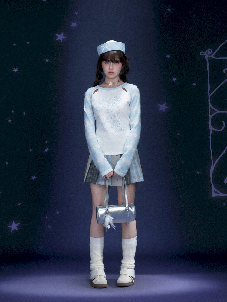 Snowman Blue White Raglan T-Shirt【s0000015442】