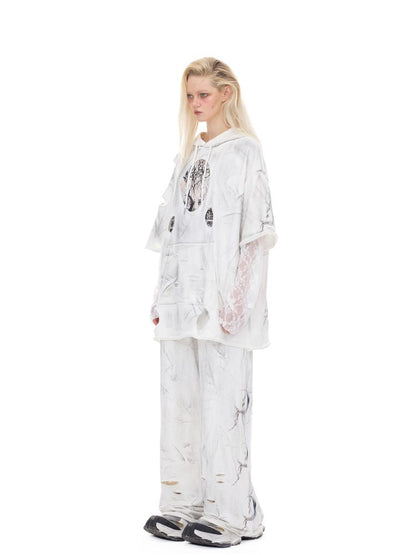 Irregular Hole Rock Punk Loose Pants【s0000012986】