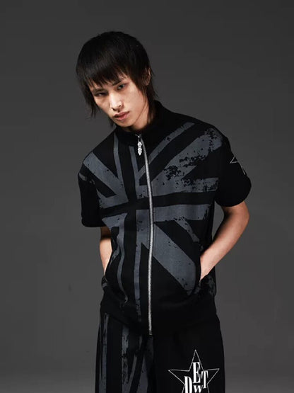 Flag Sub-Print Stand-Up Zip Tee【s0000018275】