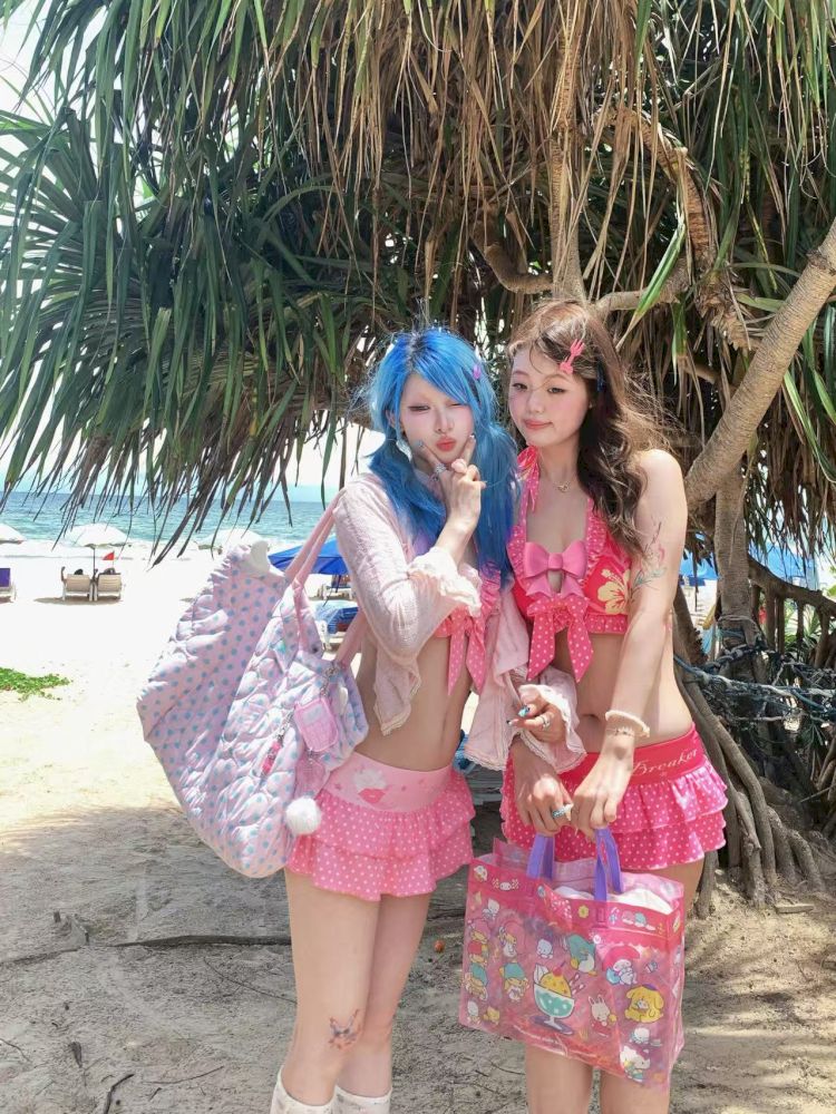 Fuchsia Flower Split Swimsuit【s0000012660】