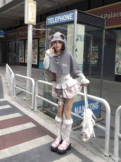 Cat Ears Hooded Short Coat Poncho【s0000011845】