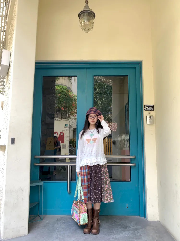 Bear Heart Lace Long-Sleeve T-Shirt【s0000014170】