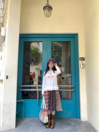 Bear Heart Lace Long-Sleeve T-Shirt【s0000014170】