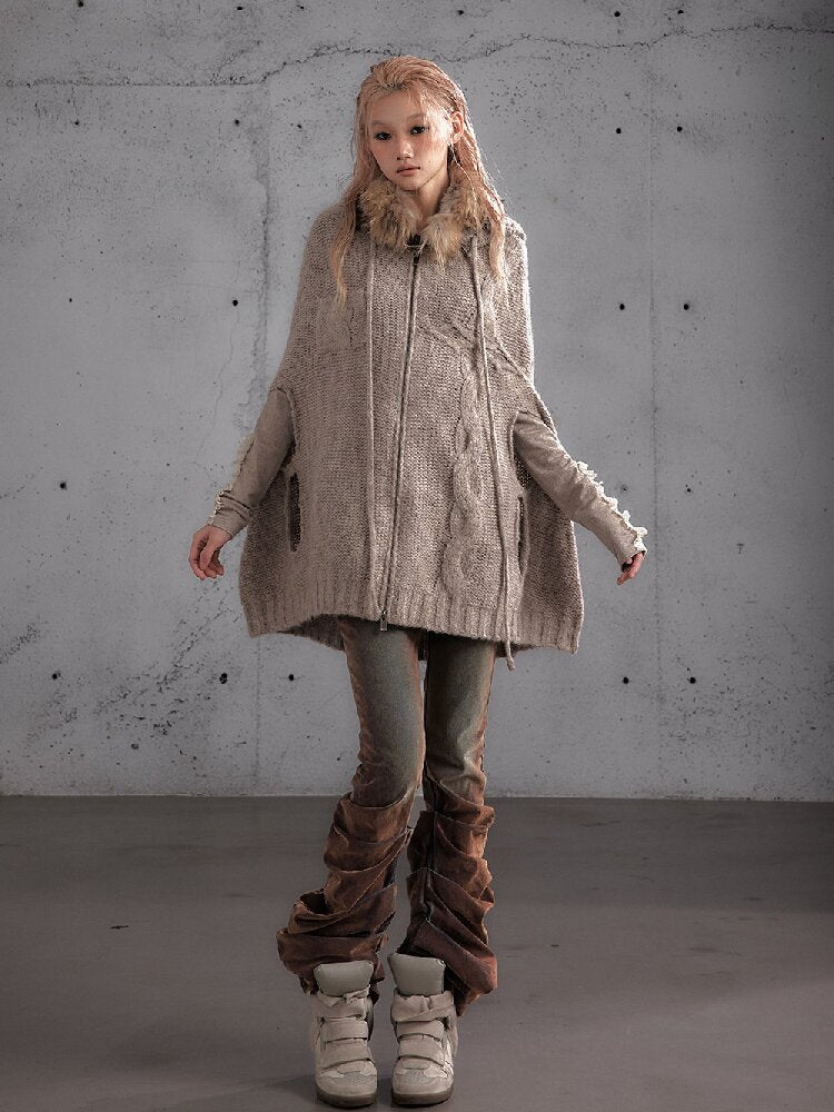 Twisted Knit Wool Cape Jacket【s0000019160】