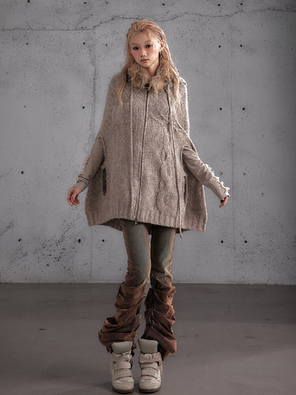 Twisted Knit Wool Cape Jacket【s0000019160】