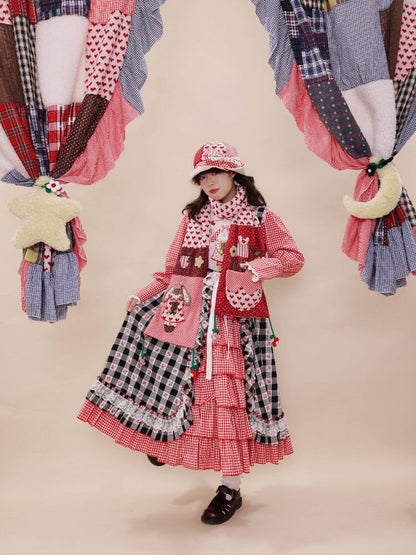 Patchwork Embroidered Rabbit Scarf【s0000019287】