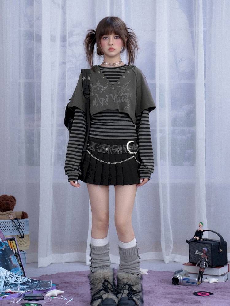 Two-Piece Suit Hooded T-Shirt【s0000014367】