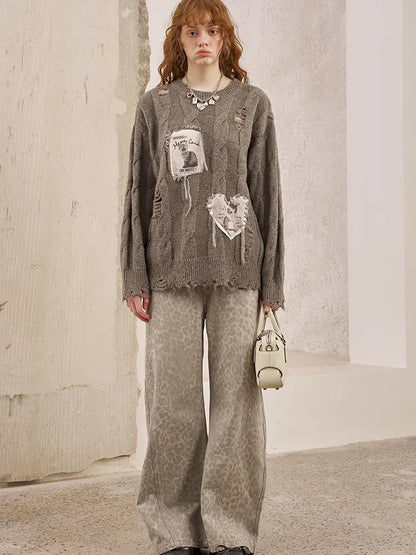 Long Sleeve Oversized Cable-Knit Pullover Sweater【s0000014051】