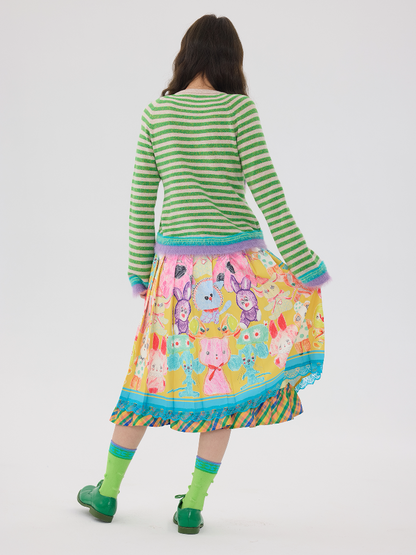 Graffiti Pleated Lace Slimming Skirt【s0000016194】