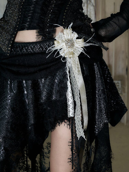 Court Lace Satin Ribbon Brooch【s0000017246】