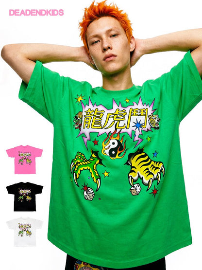 Dragon Tiger Print Oversized T Shirt【s0000017110】