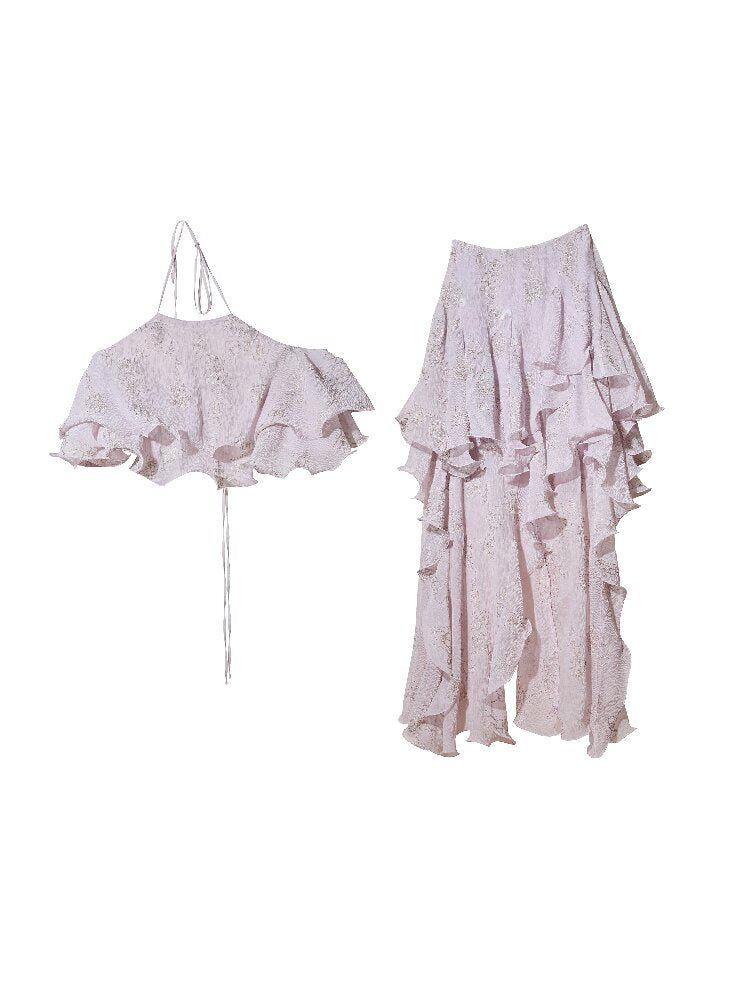 Romantic Ruffle Two-Piece Dress【s0000016868】