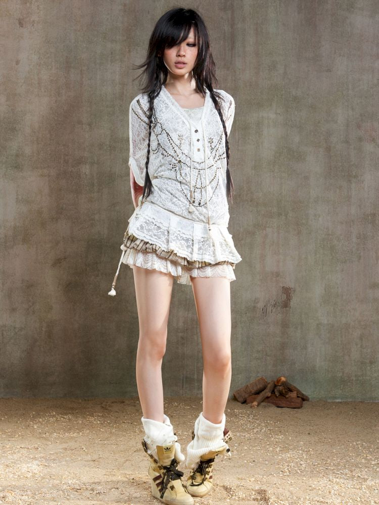 Loose Lace Blouse Dress【s0000012647】