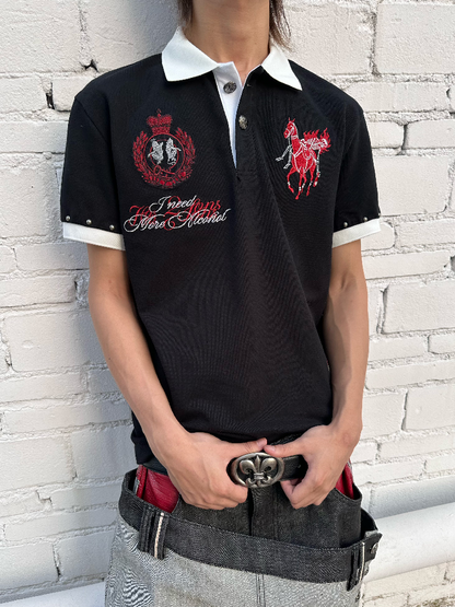 Blazing Soul Embroidered Polo Shirt【s0000016974】