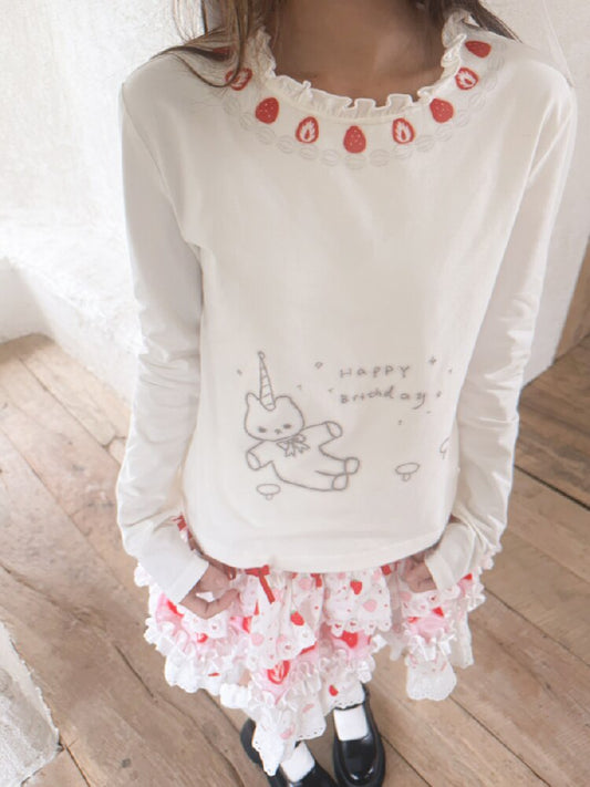 Lace Collar Long Sleeve Top【s0000018536】