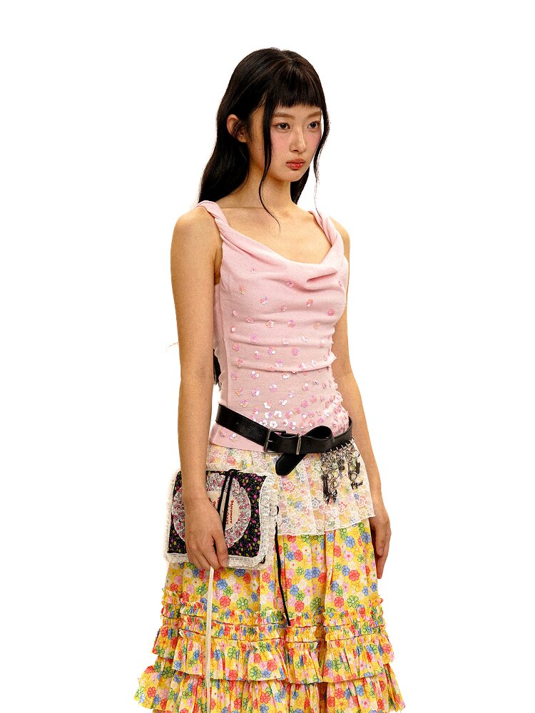 Wool Studded Beaded Vest Suspender【s0000016426】
