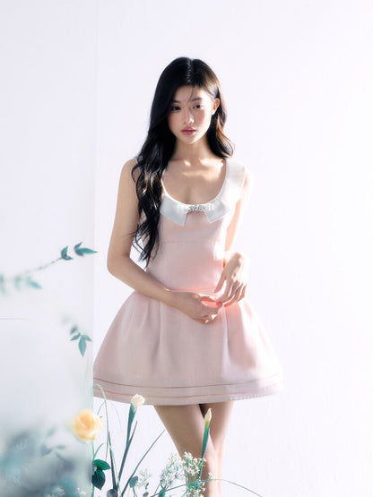 Satin Glossy U-Neck Puffy Dress【s0000015914】