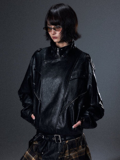 Punk Biker Large Lapel Leather Jacket【s0000018000】