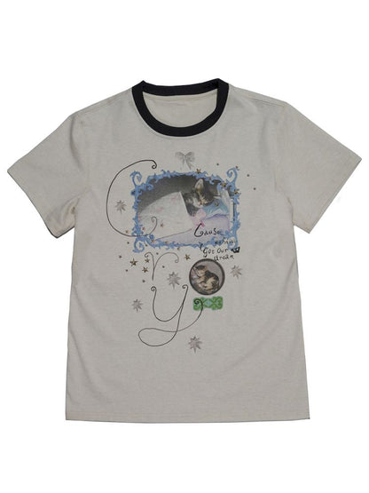 Cute Printed Short Sleeve Loose T-Shirt【s0000013510】