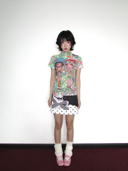Ancient Polka Dot Star Cat Skirt【s0000018657】
