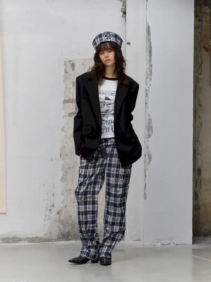 Pleated Plaid Casual Trousers【s0000014206】