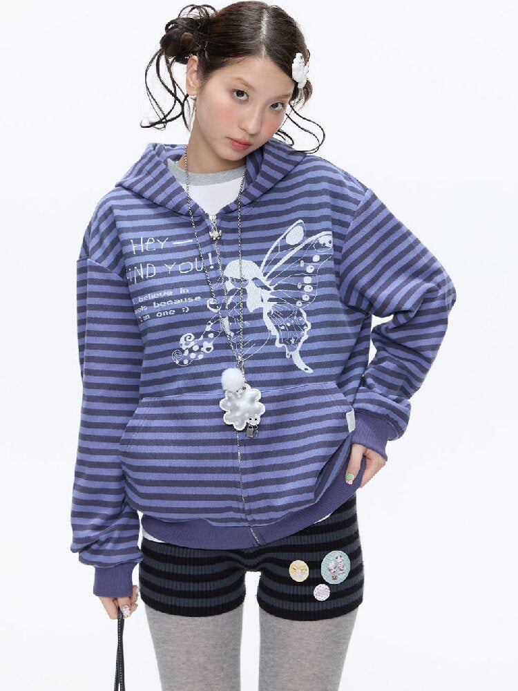 Vintage Striped Hooded Sweatshirt【s0000016380】
