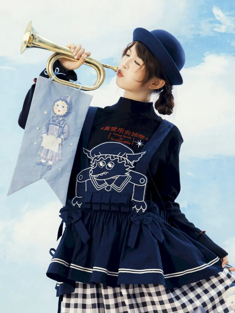 Navy Blue Layered Vest Apron【s0000014156】